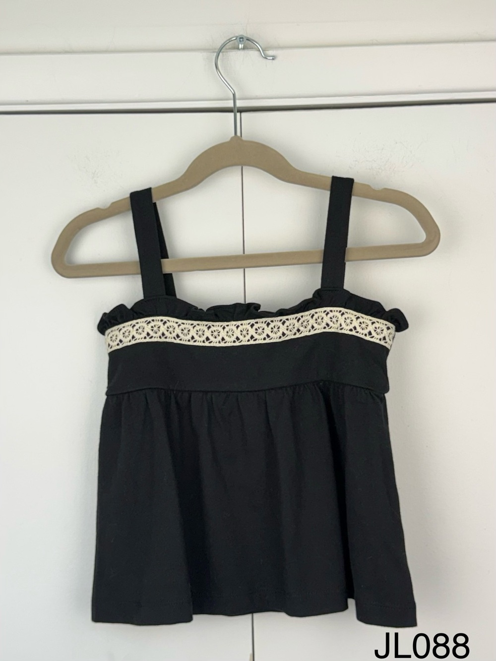 Janie and Jack Black Lace Trim Babydoll Top Girls 3 NWT